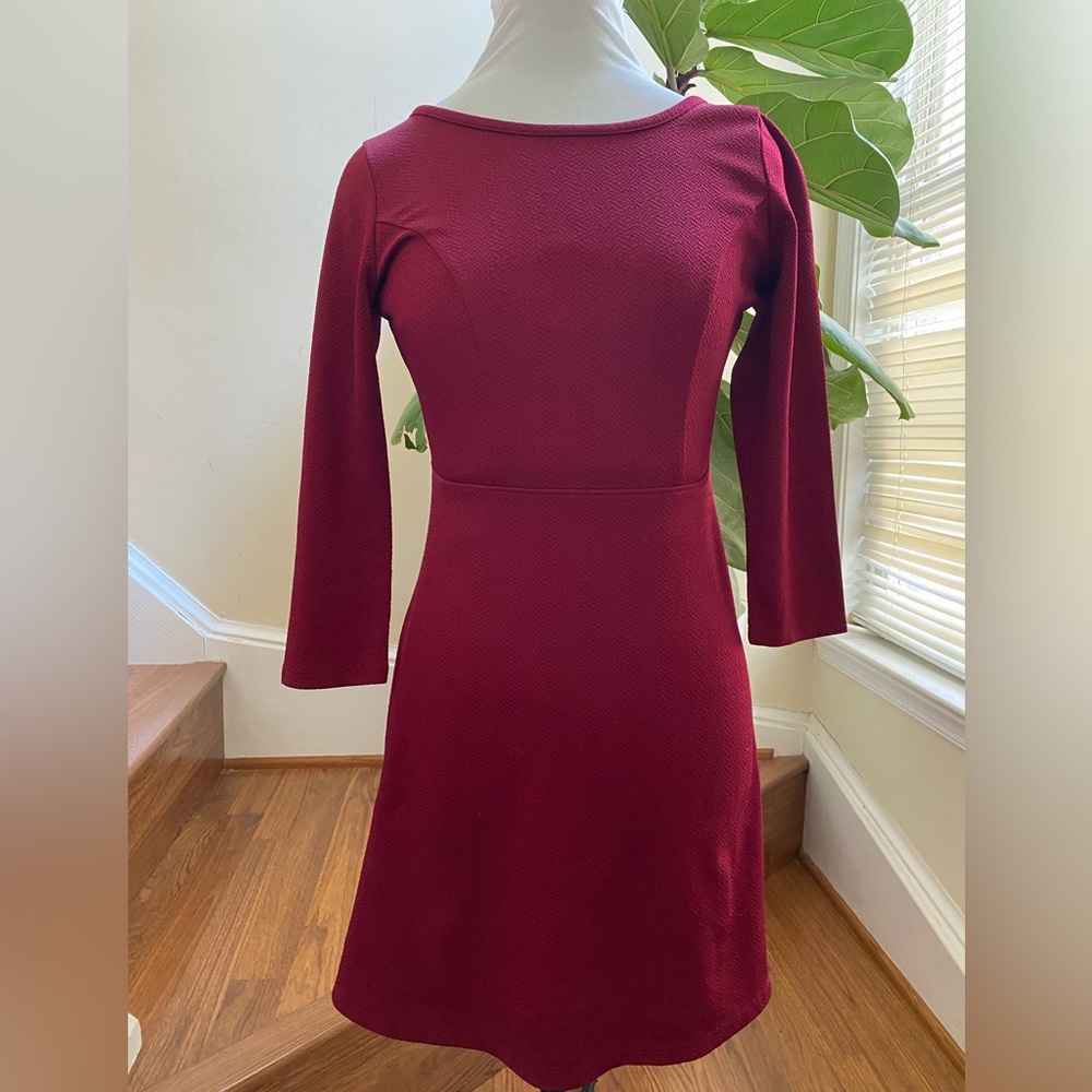 Maroon Dress with Keyhole on Back
